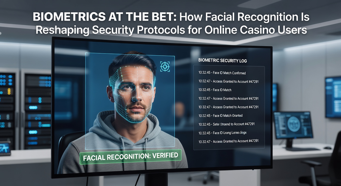 Secure biometric verification flow showing real-time facial scan matched to player profile on a mobile device