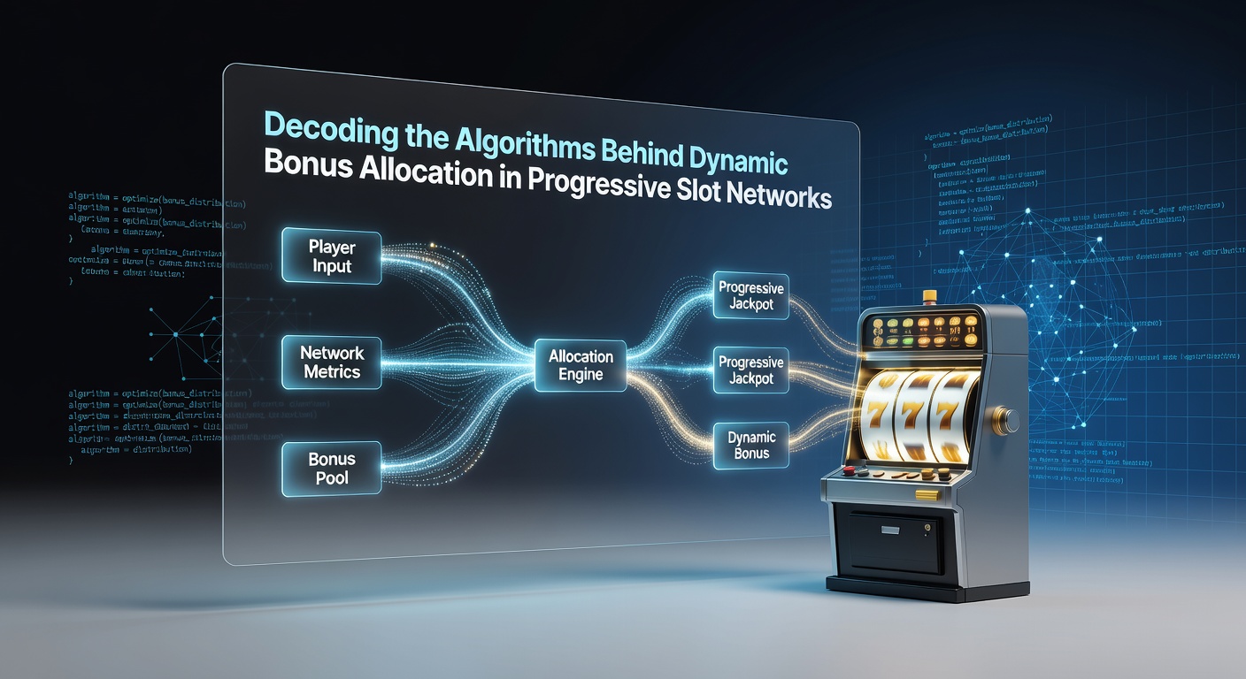 Network diagram showing interconnected progressive slot machines with data flows for bonus allocation