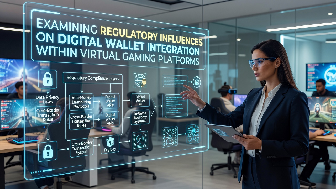 Digital wallet interface on a virtual gaming platform showing secure transaction options and regulatory compliance indicators