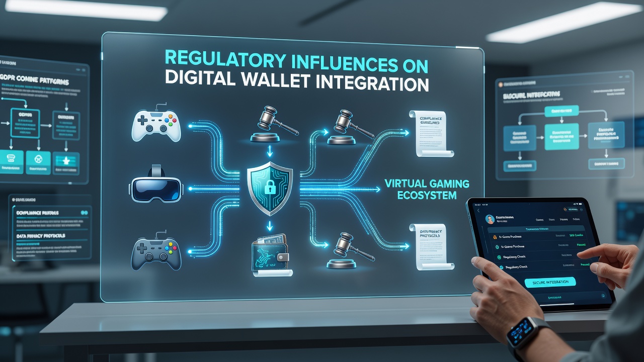 Regulatory compliance dashboard displaying wallet integration metrics and audit logs for virtual gaming transactions