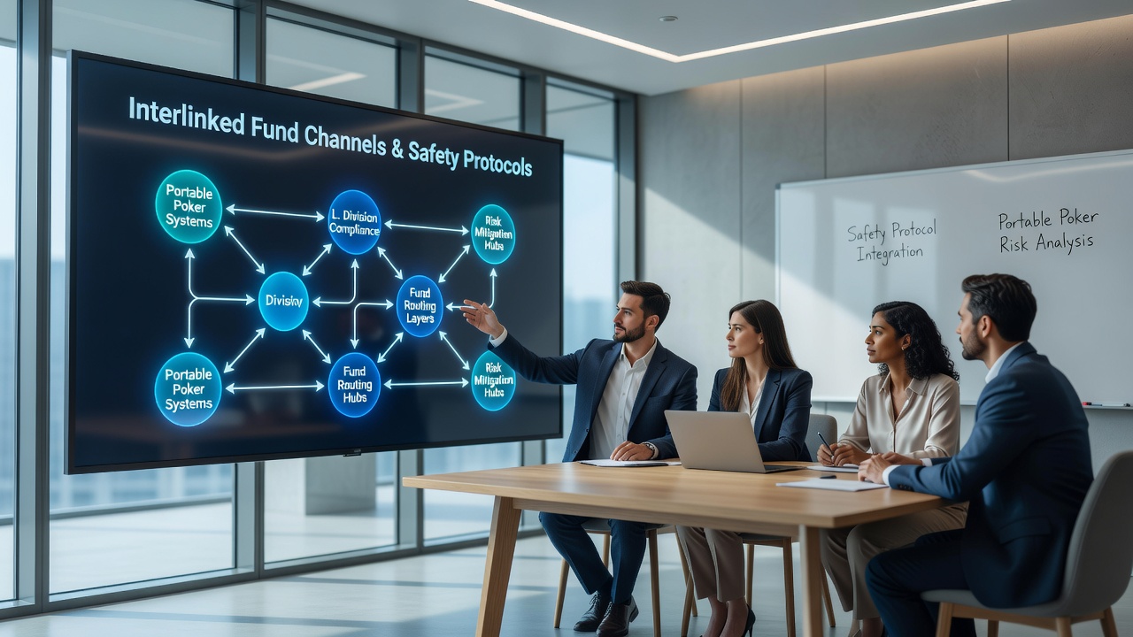 Live dealer studio with overlaid security interface showing real-time fund channel monitoring