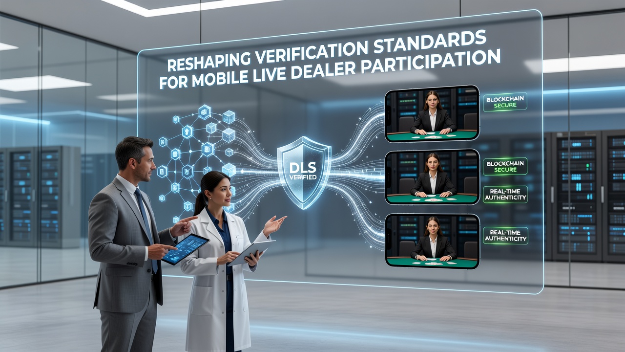 Mobile device displaying live dealer interface with blockchain verification overlay