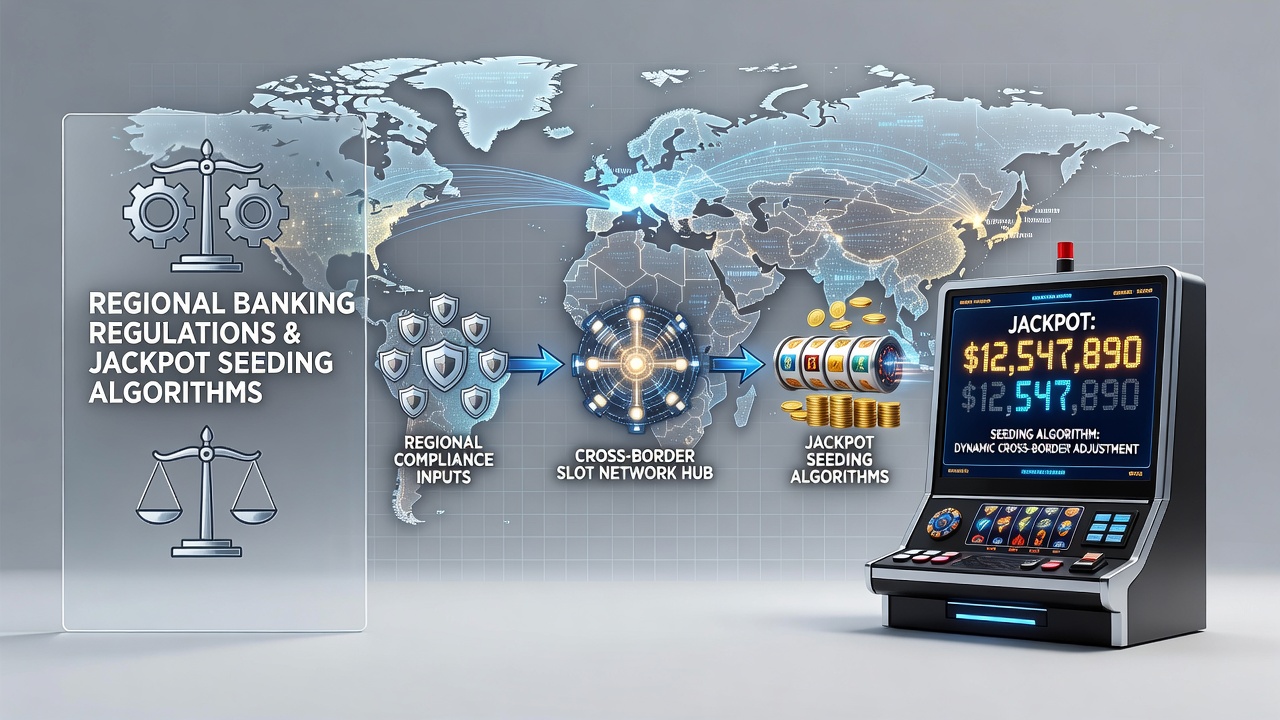 Diagram showing regional banking regulations impacting jackpot seeding in cross-border slot networks