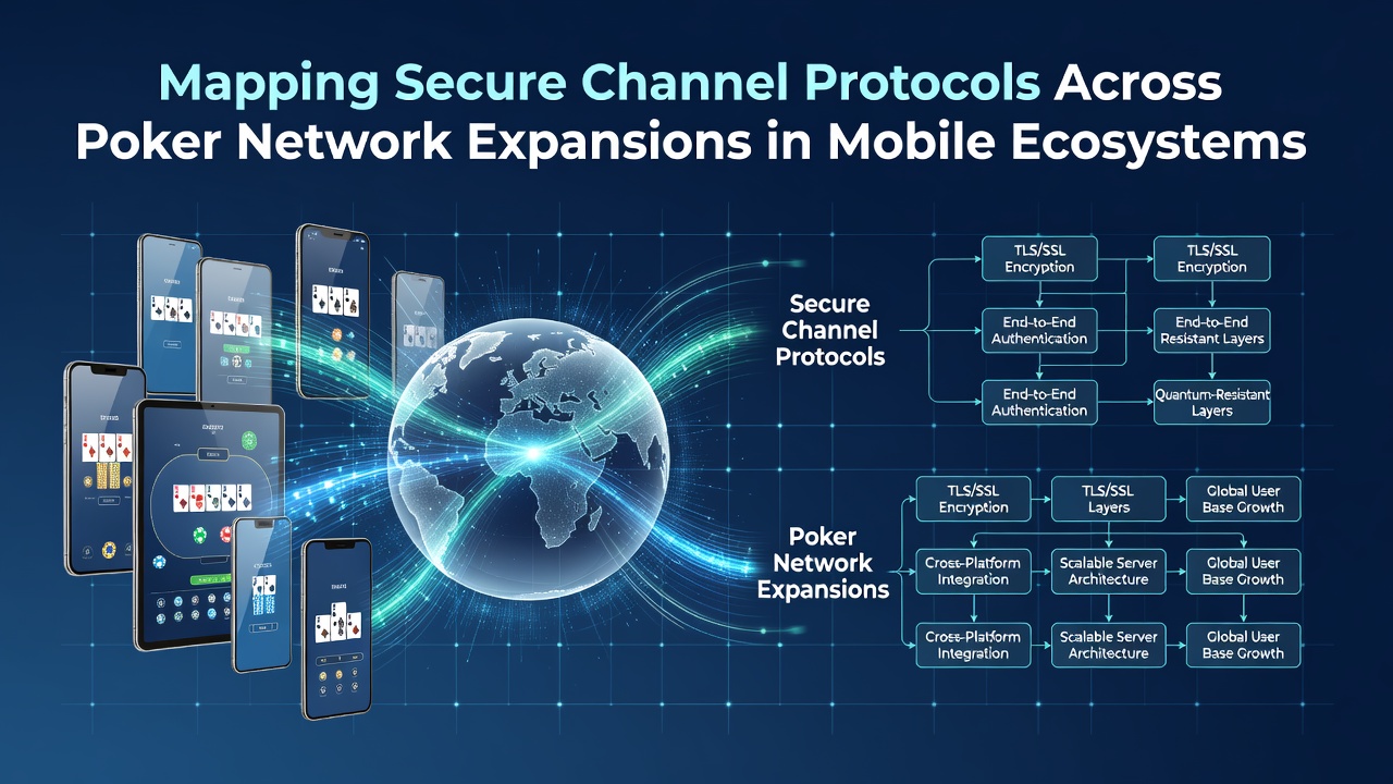 Secure channel protocol mapping diagram for mobile poker networks showing encryption layers across iOS and Android ecosystems